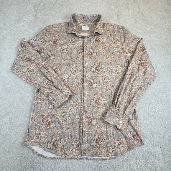 Emanuel Berg Modern Fit Mens Byron Dress Shirt L /XL Paisley Soft Stretch - Picture 2 of 9